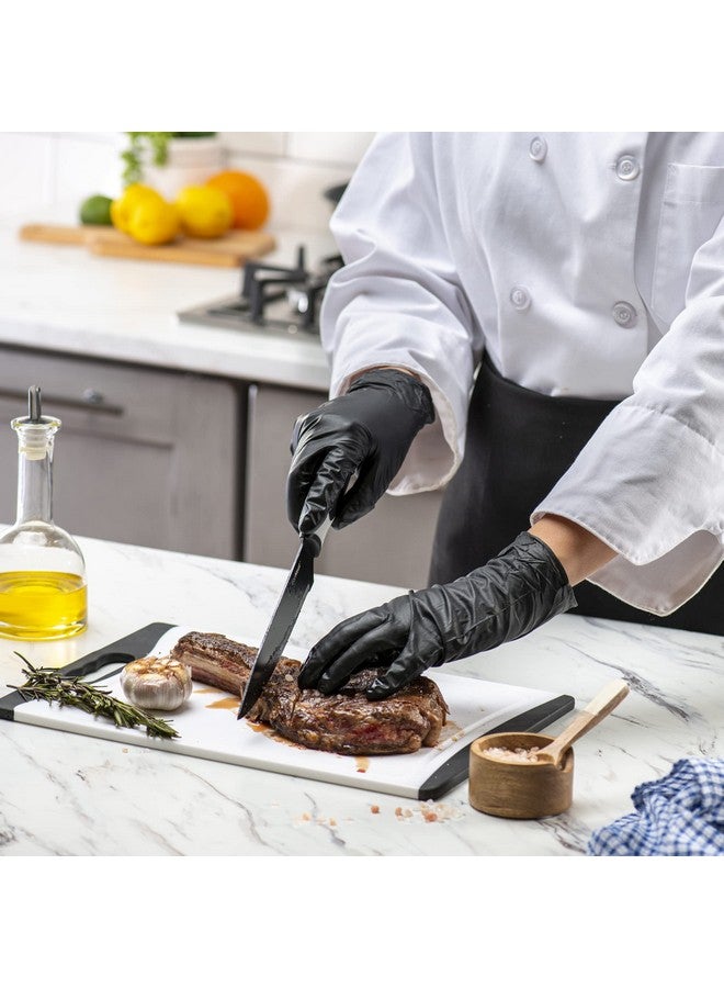 Comfy Package [100 Count HEAVY DUTY Black Nitrile Gloves Disposable Latex Free, 6 Mil Extra Strength, Powder Free, Chemical Resistant, Textured Fingertips - Small - Image 1