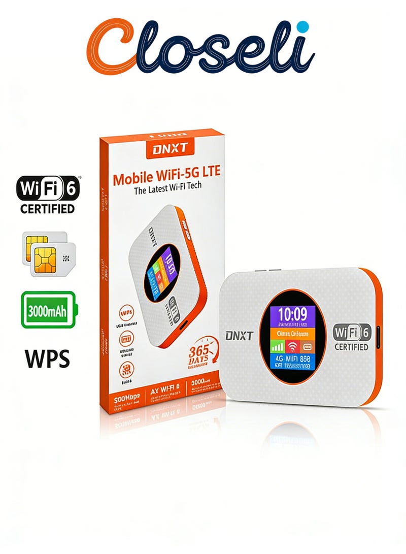 كلوزيلي راوتر واي فاي جيبي 4G، راوتر واي فاي محمول، راوتر CPE لاسلكي، مودم LTE، WiFi 6، شاشة عرض الوقت ومستوى البطارية، توصيل وتشغيل فوري، بطارية 3000mAh، زر WPS بلمسة واحدة، تشفير WPA/WPA2، يدعم حتى 12 جهاز، مناسب للسفر والألعاب والاستخدام المنزلي (أبيض) - Image 1