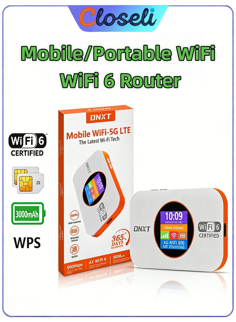 Closeli 4G Pocket WiFi Router,WiFi Portable Router, CPE Wireless Router,4G LTE Modem, WiFi 6, Date & Battery Level Display, Plug & Play, 3000mAh Battery, One-Touch WPS Connection, WPA/WPA2 Security Encryption,Up to 12 Devices,for Travel, Game & Home Use(White) - Image 1