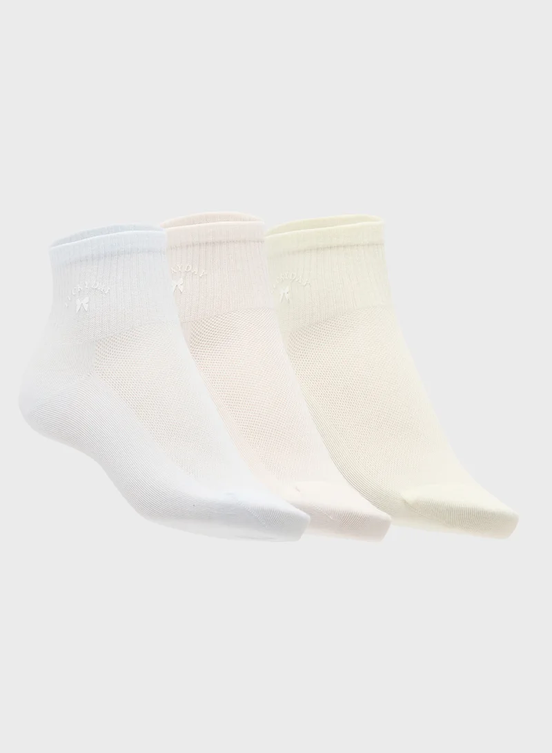 Ginger 3PK Cotton Bow Detail Ankle Socks