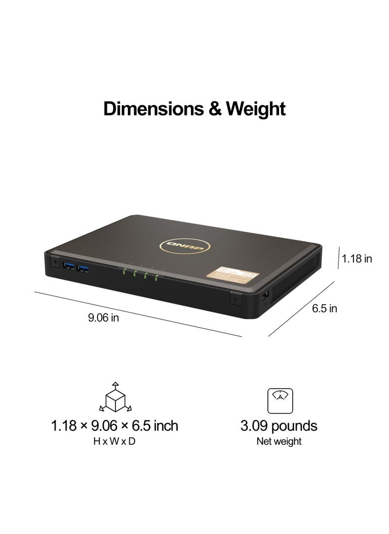 QNAP QNAP TBS-464-8G-US 4 Bay M.2 NVMe SSD NASbook Intel Celeron N5105/N5095 4-core CPU, 8GB DDR4 Memory, and 2.5GbE (1G/100M/10M) Network Connectivity (Diskless)  - Image 2