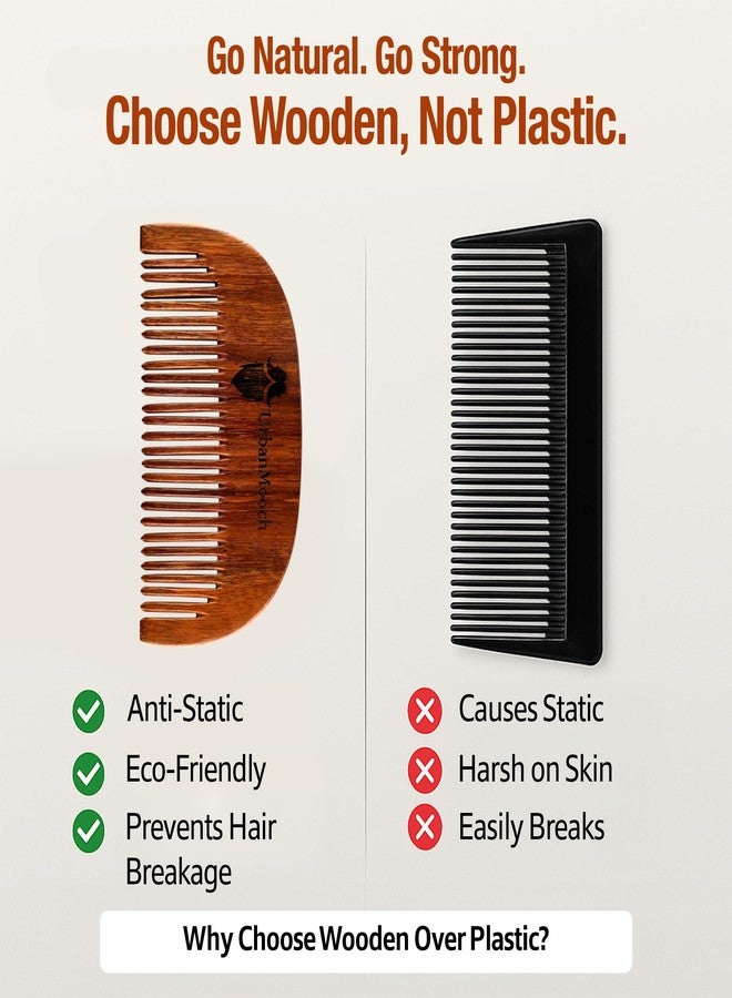 UrbanMooch Pure Sheesham Wood Beard Comb | Style your beard hassle-free | Pocket-size Elegant Comb for Hair & Beard Styling | Light Weight For Healthy & Stylish Beard - Image 2