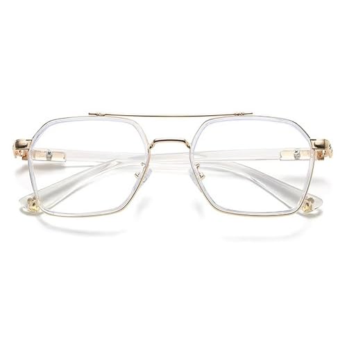Dervin Zero Power Computer Bluelight Blocking Glasses For Men and Women | Blue Cut Computer Glasses | Anti Glare, Lightweight & Blocks Harmful Rays | Full Rim Square Glasses (Gold-Transparent-Clear) - Image 2
