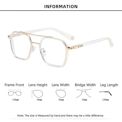Dervin Zero Power Computer Bluelight Blocking Glasses For Men and Women | Blue Cut Computer Glasses | Anti Glare, Lightweight & Blocks Harmful Rays | Full Rim Square Glasses (Gold-Transparent-Clear) - Image 4