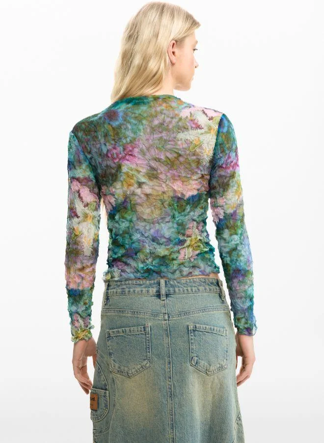 Desigual Multicolour Blouse texture flowers for Women | Best Price UAE