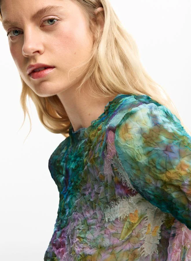Desigual Multicolour Blouse texture flowers for Women | Best Price UAE