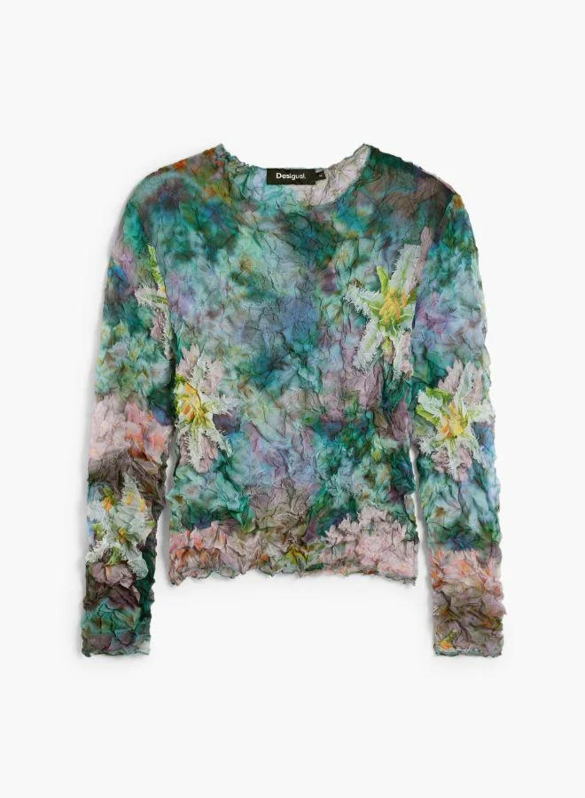 Desigual Multicolour Blouse texture flowers for Women | Best Price UAE