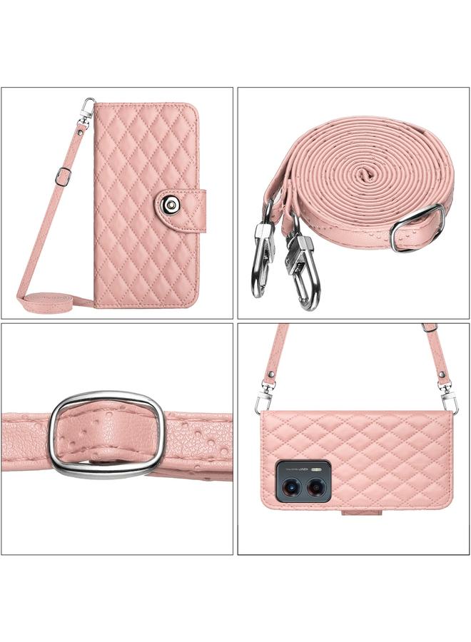 اس-توب جراب لهاتف Motorola Moto G 5G 2023 جراب هاتف جلدي قلاب بملمس معيني مع حبل طويل - Image 5