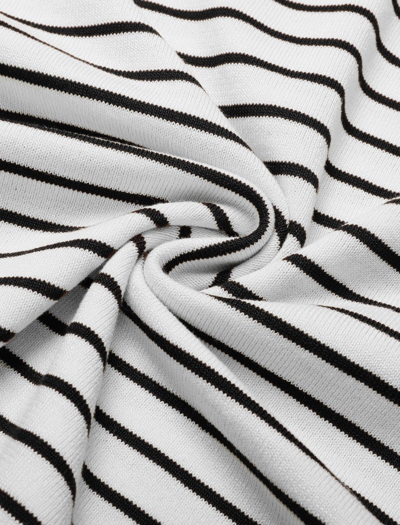 COOFANDY Mens Polo Shirts Striped Knitting Golf Shirts Lightweight Short Sleeves Shirts, White, Medium - Image 5