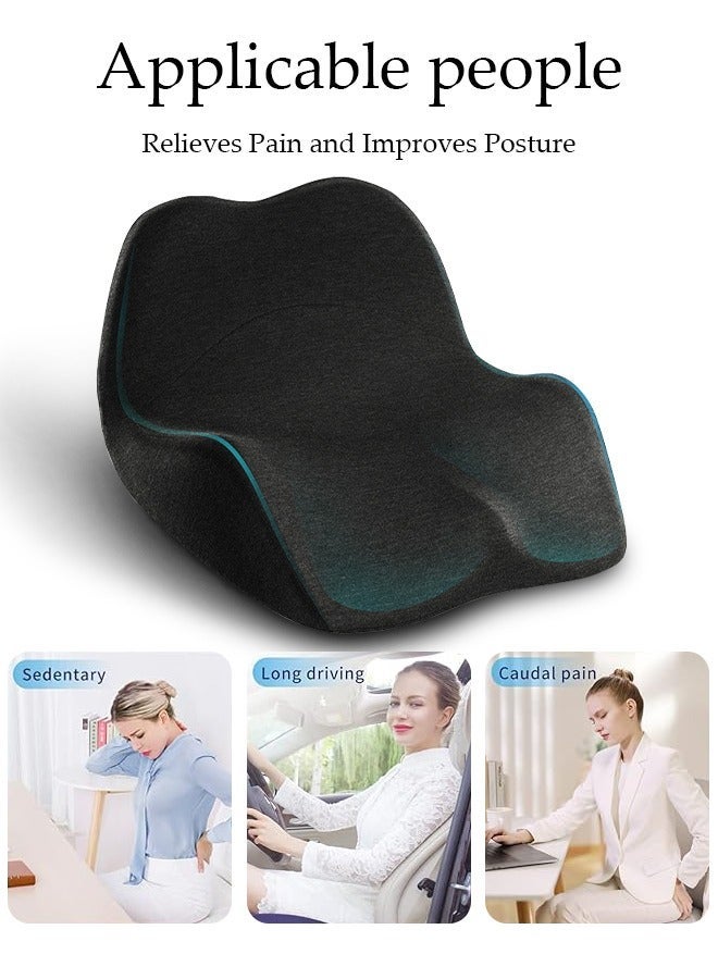 DUNISO Lumbar Support Seat Cushion Memory Foam Pillow Set Ergonomic Sitting Pad Non-Slip Coccyx Orthopedic Lower Back Pillow with Washable Breathable Cover for Tailbone Pain Sciatica Relief Office Desk Chair - Image 2