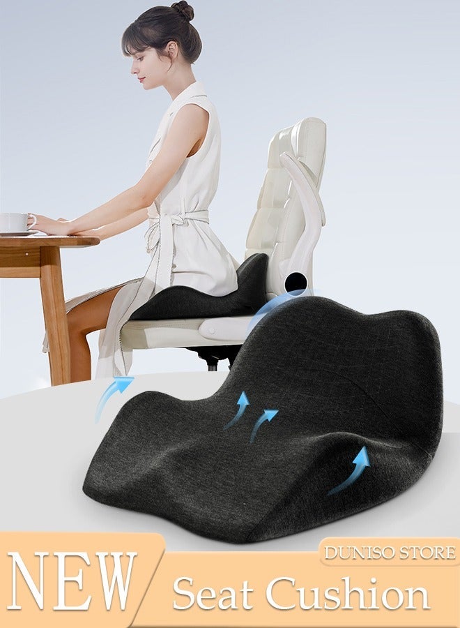 DUNISO Lumbar Support Seat Cushion Memory Foam Pillow Set Ergonomic Sitting Pad Non-Slip Coccyx Orthopedic Lower Back Pillow with Washable Breathable Cover for Tailbone Pain Sciatica Relief Office Desk Chair - Image 1
