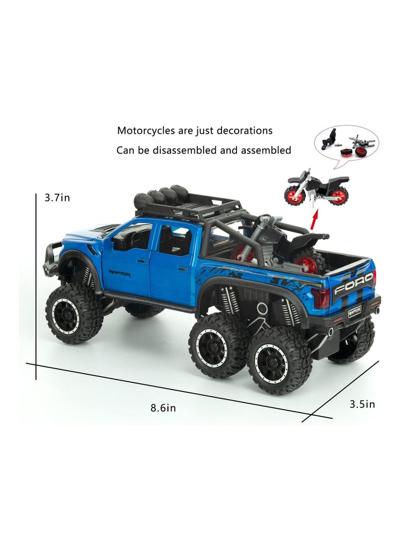 Swift 1:28 Scale Die-Cast Metal Toy Car Ford F150 with Sound and Light, Pickup Truck and Trailer Cars Toy Cars with Sports Bike for 3+ Year Old Boys, Blue  - Image 3
