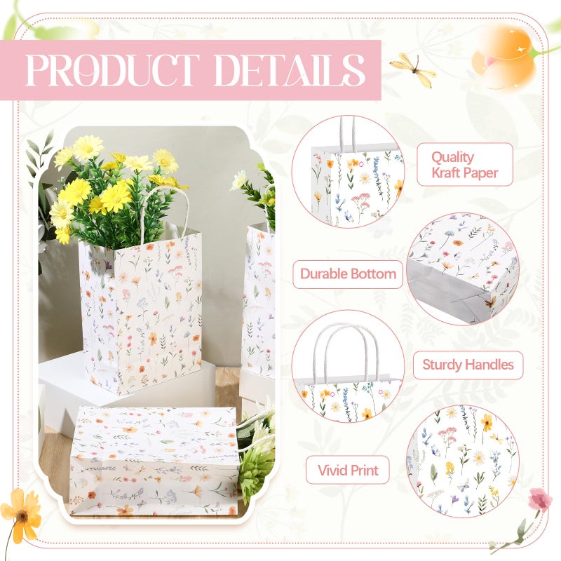 Kolldenn 24 Pcs Welcome Bags for Wedding Hotel Guests Birthday Party Paper Gift Bags with Handles for Halloween Bridal Birthday Party Favor, 8.3'' x 5.9'' x 3.1''(Wildflower) - Image 3