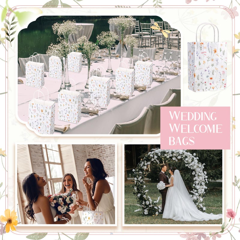 Kolldenn 24 Pcs Welcome Bags for Wedding Hotel Guests Birthday Party Paper Gift Bags with Handles for Halloween Bridal Birthday Party Favor, 8.3'' x 5.9'' x 3.1''(Wildflower) - Image 5