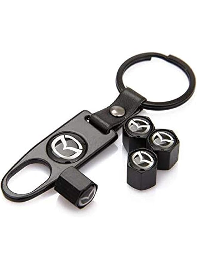 VIQILANY Black Car Tire Air Valve Caps For Mazda With Keychain