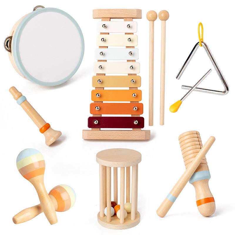 Children'S Wooden Orff Musical Instrument Suit Kindergarten Vocal Music Enlightenment Science Education Percussion Music Early Education Toy Combination - Image 5
