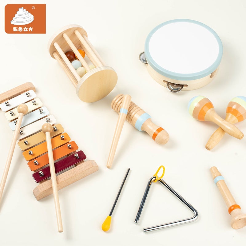 Children'S Wooden Orff Musical Instrument Suit Kindergarten Vocal Music Enlightenment Science Education Percussion Music Early Education Toy Combination - Image 4