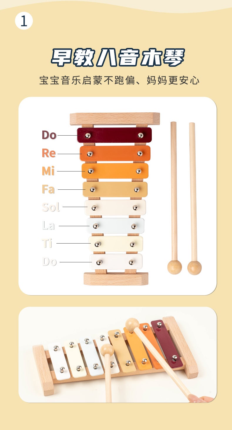 Children'S Wooden Orff Musical Instrument Suit Kindergarten Vocal Music Enlightenment Science Education Percussion Music Early Education Toy Combination - Image 1