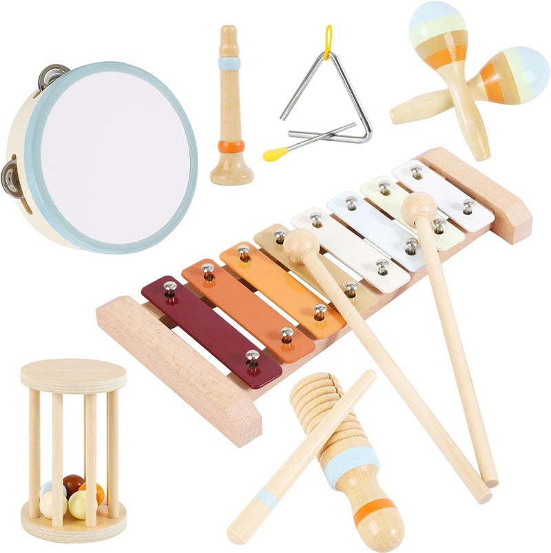 Children'S Wooden Orff Musical Instrument Suit Kindergarten Vocal Music Enlightenment Science Education Percussion Music Early Education Toy Combination - Image 2