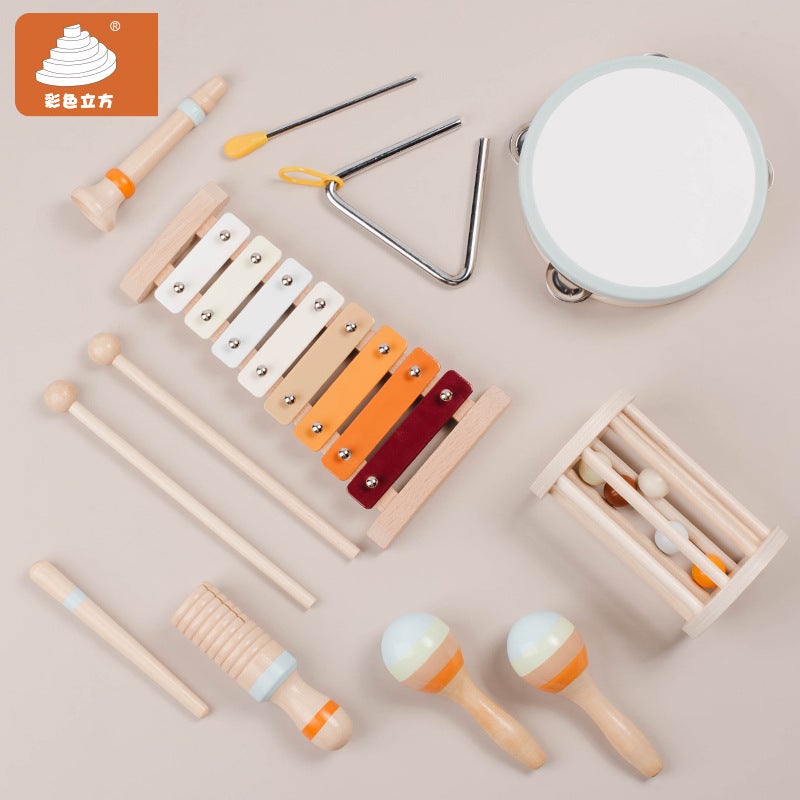 Children'S Wooden Orff Musical Instrument Suit Kindergarten Vocal Music Enlightenment Science Education Percussion Music Early Education Toy Combination - Image 3