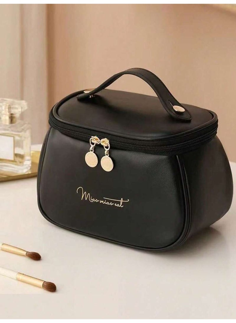 Generic 1pc Luxury PU Leather Makeup Bag, Candy Makeup Bag, Handbag, Portable Toiletry Bag, Travel Cosmetic Bag Makeup Travel Toiletry Storage Necessities Gift Storage Zipper Accessories Nails (Size 20.5*11.5*14CM)  - Image 1
