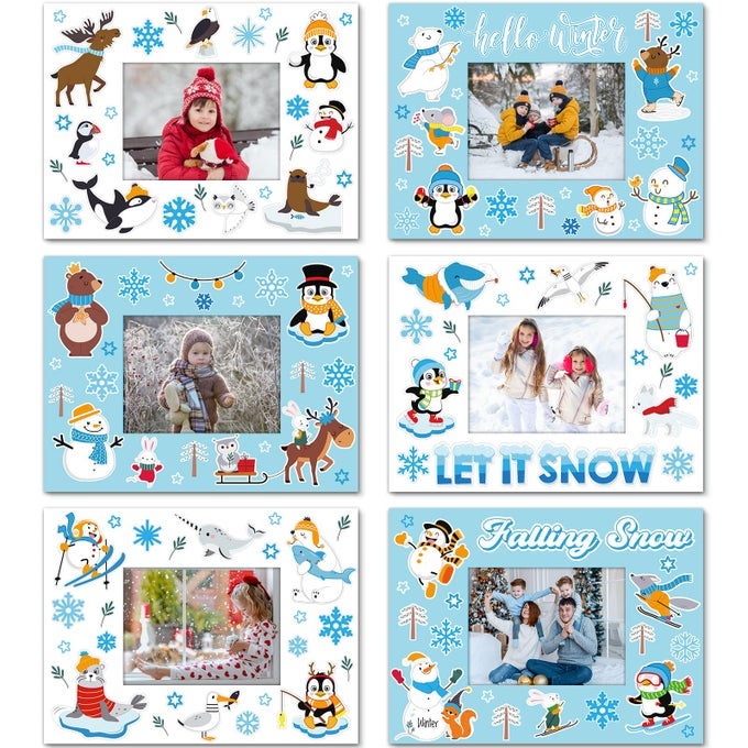 24 Pack Winter Picture Craft Kits Snow DIY Paper Photo Frames Craft for Kids Snow Photo Frames for Kids Home School Game Activities Winter Christmas Party Favors 63 x 47 InchesFresh