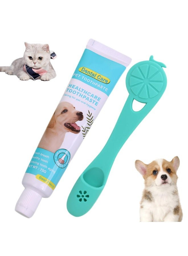 CMGTYYD. مجموعة فرشاة أسنان ومعجون أسنان للعناية بالأسنان، فرشاة أسنان ومعجون أسنان الجرو، معجون أسنان للكلاب والقطط وفرشاة أسنان بالإصبع فرشاة أسنان بالإصبع مع معجون معجون معجون معطر معطر معطر الفم - Image 1
