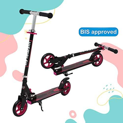 Wembley Drift Kick Scooter for Kids 6-12 Boys and Girls | Steel Frame, Foldable and 3 Height Adjustable | 2 Wheels Road Runner Skating Scooter | Pink BIS Certified Weight Capacity 50kg - Image 2