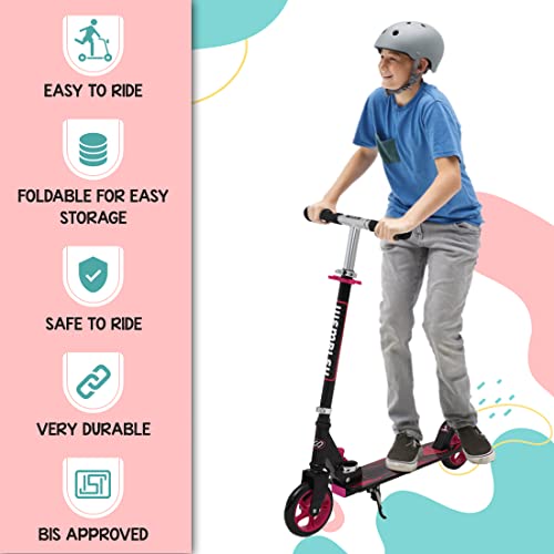 Wembley Drift Kick Scooter for Kids 6-12 Boys and Girls | Steel Frame, Foldable and 3 Height Adjustable | 2 Wheels Road Runner Skating Scooter | Pink BIS Certified Weight Capacity 50kg - Image 4