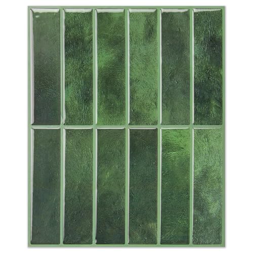 LONGKING Green Peel and Stick Backsplash Tiles for Kitchen Wall, Wall Tiles, 11.4" x 9" - Image 1