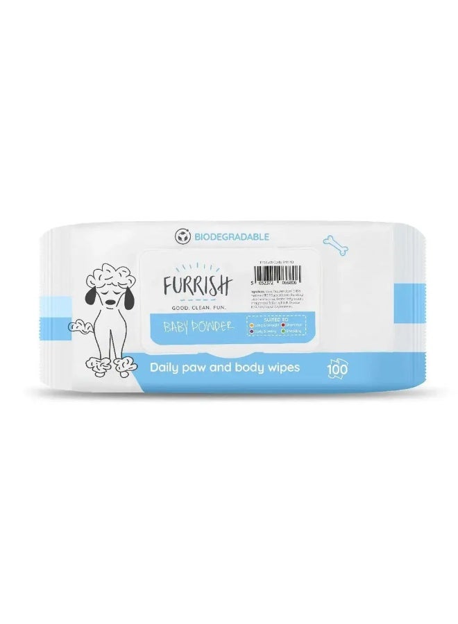 Furrish - Daily Bath Wipes - Baby Powder Scent - 100 Count - Image 2