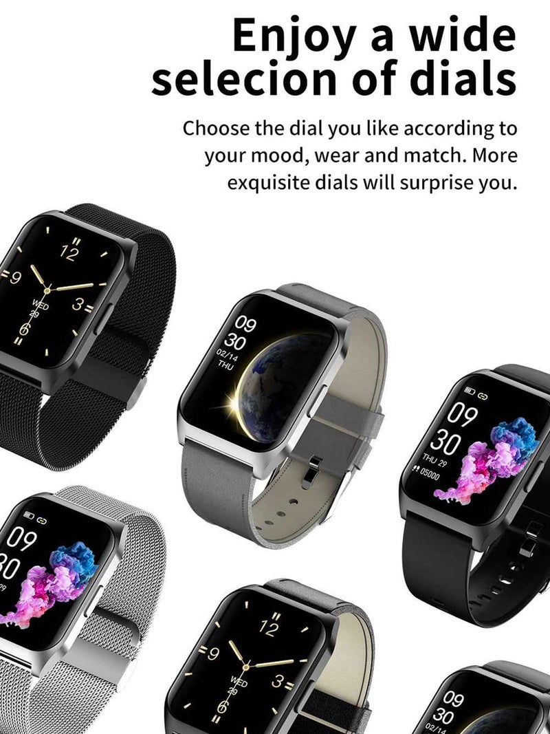 French Connection Smart Man Full Touch Smartwatch with Mesh Band (Color: Silver) with 1.69'' Large Display, Bluetooth, Sport Modes, Metal Body, Heart Rate Monitor, Multiple Watch Faces- E17-D - Image 5