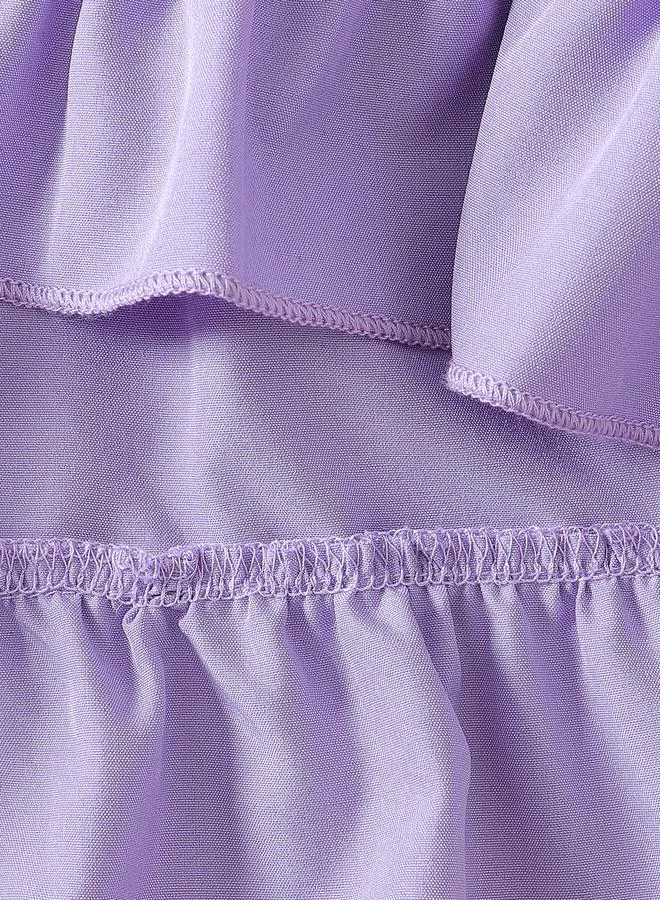 Take Two Take Two Lace Trim Button Front Dress with Ruffle Hem