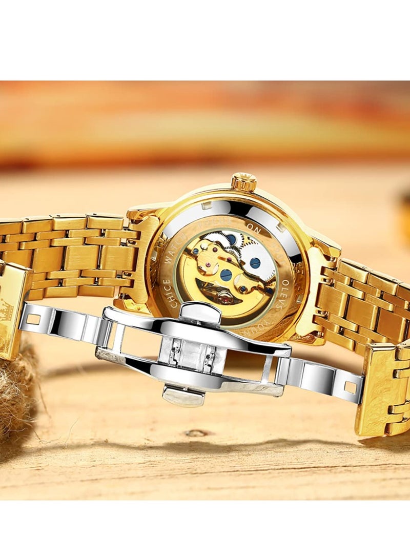 أوليفز ساعة OLEVS الرجالية الميكانيكية الفاخرة المرصعة بالألماس الهيكلي 9901 - Image 5