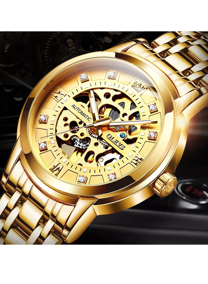أوليفز ساعة OLEVS الرجالية الميكانيكية الفاخرة المرصعة بالألماس الهيكلي 9901 - Image 4