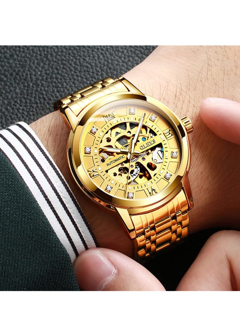أوليفز ساعة OLEVS الرجالية الميكانيكية الفاخرة المرصعة بالألماس الهيكلي 9901 - Image 2