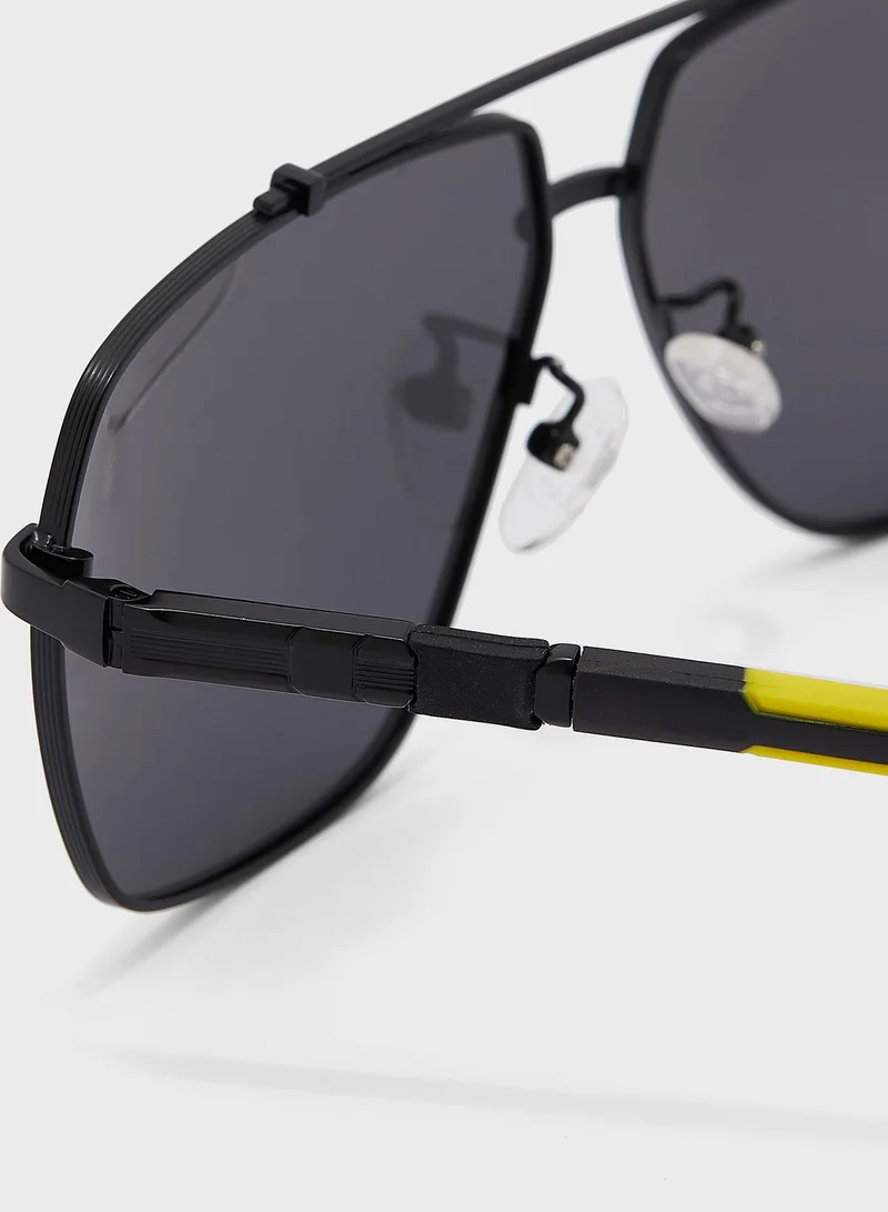 Seventy Five Polarized Angular Aviator Sunglasses