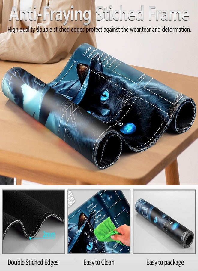 SichKards MTG Playmat with Play Zones,Black Cat Design - 24x14 Professional TCG Game Mat with Stitched Edges & Storage Bag,Non-Slip Rubber Base, for Magic The Gathering Players - Image 5
