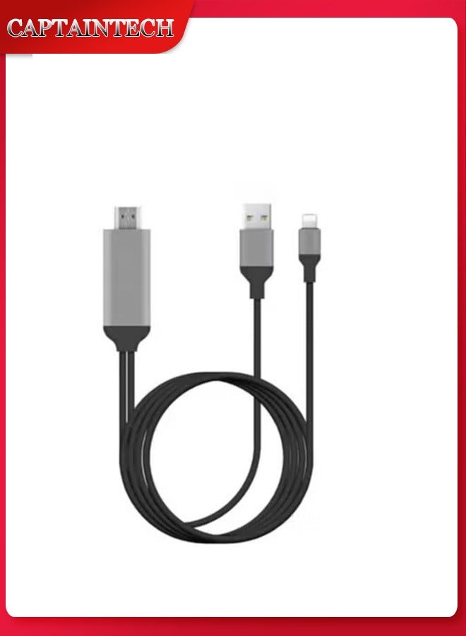 Captaintech MFi Certified】 Lightning to HDMI Adapter Cable Compatible with iPhone to HDMI 1080P Digital AV Converter for iPhone iPad iPod to TV Cord 6.6FT - Image 1