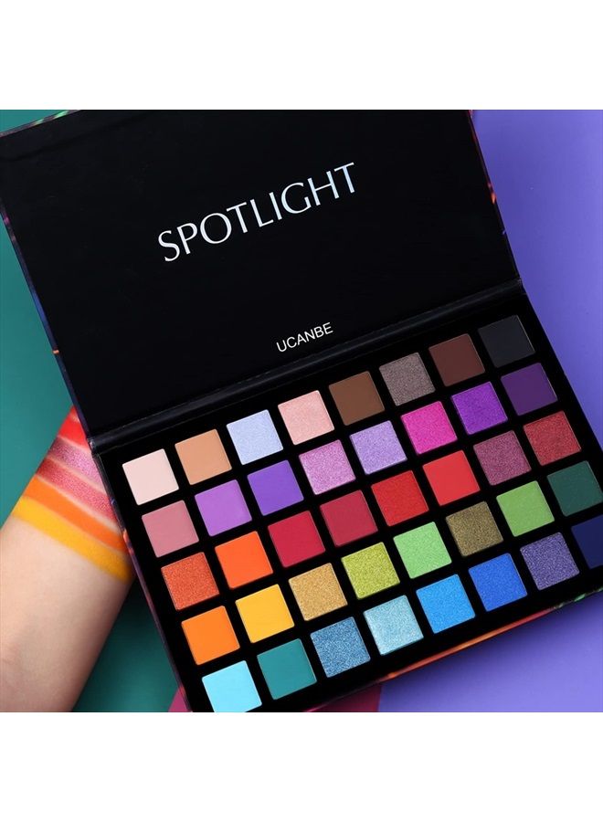 Ucanbe لوحة ظلال العيون سبوتلايت احترافية 40 لون ظلال عيون غير لامعة ولامعة مكياج بليت ملون عالي الصبغة يدوم طويلاً ومقاوم للماء - Image 3