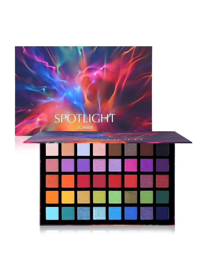 Ucanbe لوحة ظلال العيون سبوتلايت احترافية 40 لون ظلال عيون غير لامعة ولامعة مكياج بليت ملون عالي الصبغة يدوم طويلاً ومقاوم للماء - Image 1
