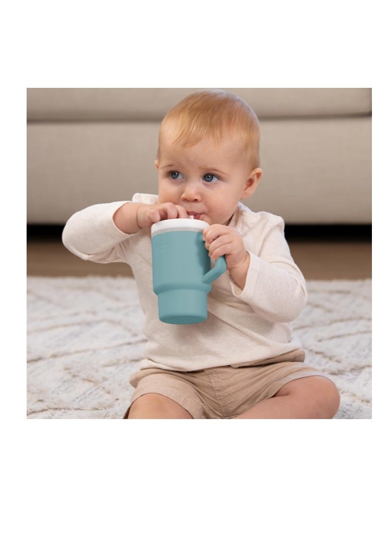 OASIS-TH BPA Free Kids Tumbler Set with Straws & Lids Adorable Miniature Tumbler with Leak-Resistant Straw and Toddler-Friendly Handle, Encourages Hydration Blue  - Image 3