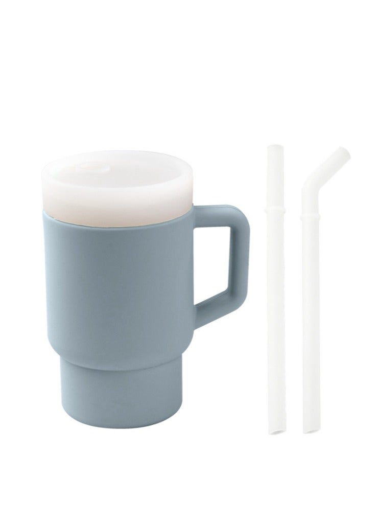 OASIS-TH BPA Free Kids Tumbler Set with Straws & Lids Adorable Miniature Tumbler with Leak-Resistant Straw and Toddler-Friendly Handle, Encourages Hydration Blue  - Image 2