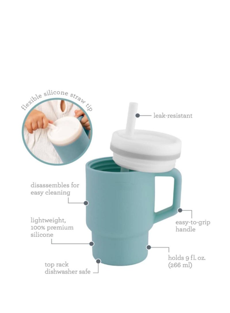 OASIS-TH BPA Free Kids Tumbler Set with Straws & Lids Adorable Miniature Tumbler with Leak-Resistant Straw and Toddler-Friendly Handle, Encourages Hydration Blue  - Image 4
