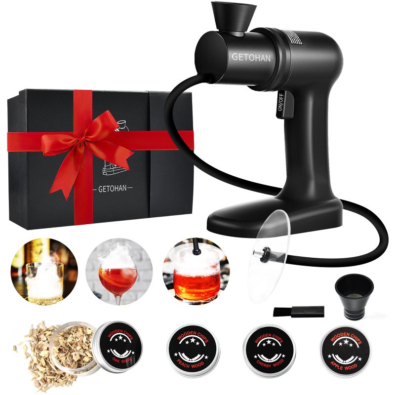 GETOHAN Cocktail Smoker kit Smoking Gun Drink and Food Smoker Old Fashioned Smoking kit Infuse Cocktail Whiskey Bourbon with Disk Lid and Wood Chips Starter Kit 10 PCS