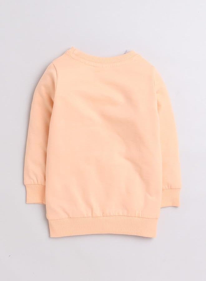 BUMZEE Peach Girls Full Sleeves Cotton Sweatshirt Age - 6-12 Months (Peb9702C-pch) - Image 2