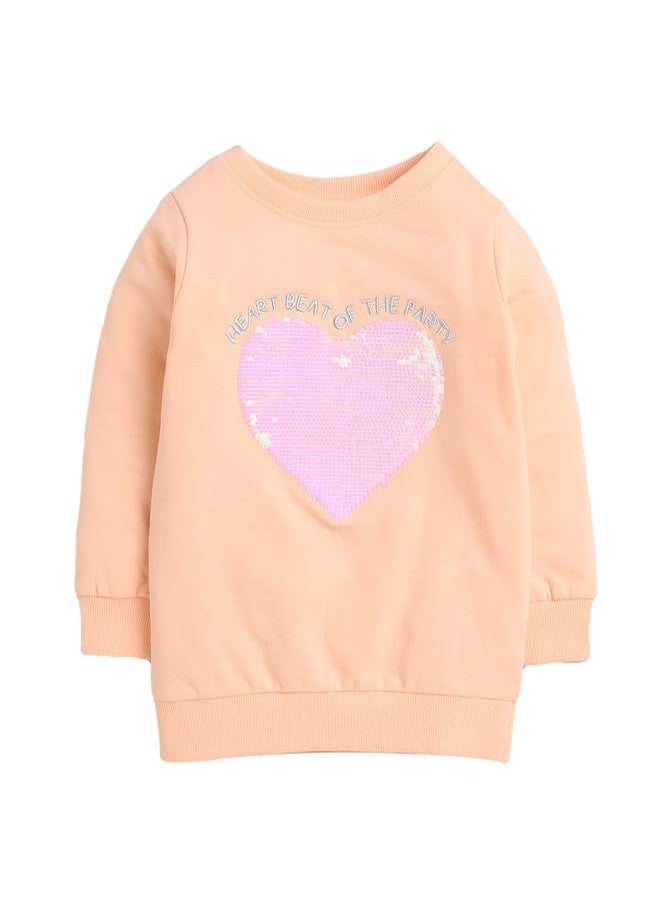BUMZEE Peach Girls Full Sleeves Cotton Sweatshirt Age - 6-12 Months (Peb9702C-pch) - Image 1