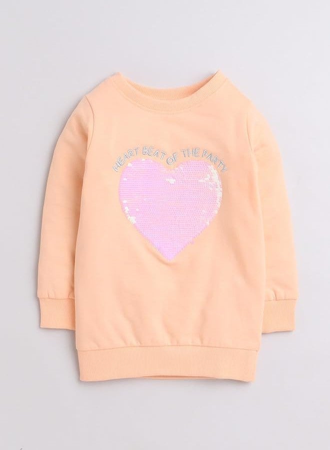 BUMZEE Peach Girls Full Sleeves Cotton Sweatshirt Age - 6-12 Months (Peb9702C-pch) - Image 4