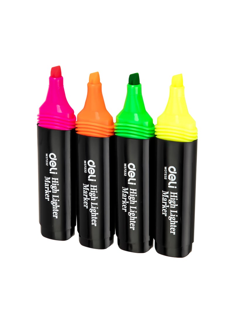 Deli E37232 Highlighter, Chisel Tip 1-5mm, Assorted Colors, Bright Fluorescent Ink, Non-Toxic, Fast Drying - Image 2
