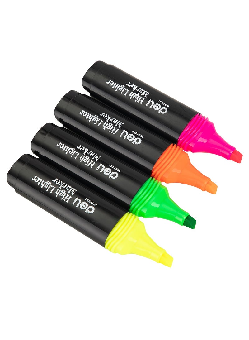 Deli E37232 Highlighter, Chisel Tip 1-5mm, Assorted Colors, Bright Fluorescent Ink, Non-Toxic, Fast Drying - Image 4